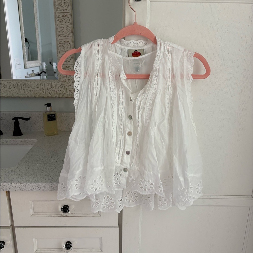 FARM Rio White Lace Blouse